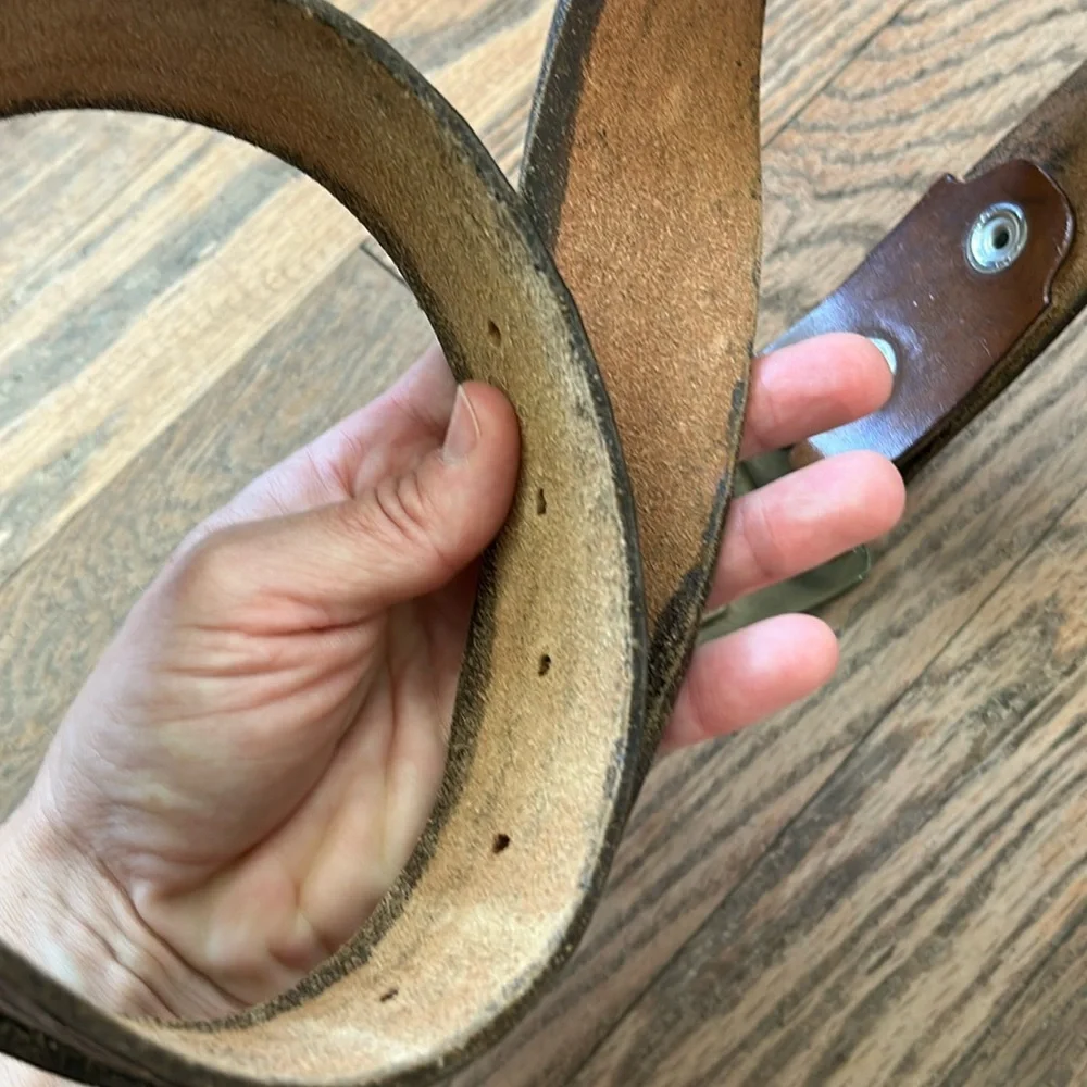 4-Wheeling Brown Leather Belt Copyright 1975 Vintage